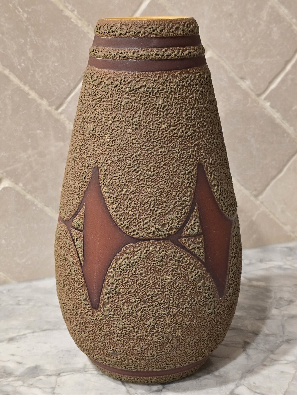 Vintage Mid-Century Modern West German Textured Large Vase Studio Art Pottery